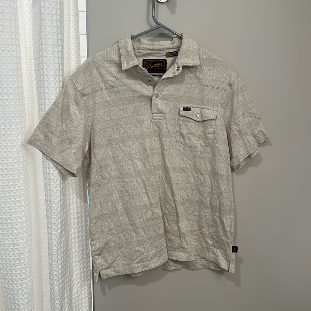 Howler Brothers Cream Textured Short-Sleeve Shirt